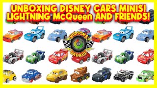 Toy cars unboxing Disney Minis Lightning McQueen and Friends 15 PACK Videos for Children [upl. by Libove427]