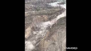 Aerial View of Chilcotin River Landslide Breach River Now Flowing [upl. by Syned]