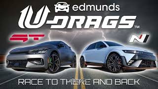 Can The Hyundai Ioniq 5 N Best Undefeated Kia EV6 GT In U Drag Race [upl. by Reginnej]