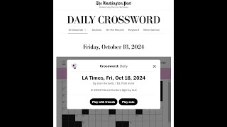 The Washington Post  LA Times Crossword 18102024 [upl. by Brigitta963]