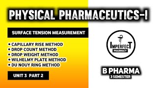 Measurement Of Surface amp Interfacial Tension  Capillary Rise Method  Drop Count Method  B Pharma [upl. by Leinto]