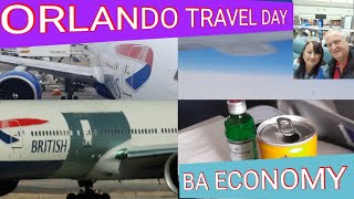 OLANDO TRAVEL DAY BA GATWICK TO ORLANDO BOEING 777 ECONOMY  FEB 2024 [upl. by Ru]