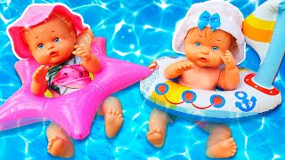 I gemellini Nenuco si nascondono dal sole in sabbiera e in piscina Video per i bambini piccoli [upl. by Ahsikram325]