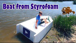 Boat from Styrofoam and filling foam  How to make a boat from Styrofoam and filling foam DIY [upl. by Miculek]