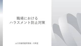 【山口労働局】「職場におけるハラスメント防止対策（導入＆パワハラ編）」 [upl. by Enecnarf85]