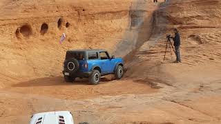 New Ford Bronco Climbs Near Vertical Rock Face at Sand Hollow [upl. by Suolkcin864]