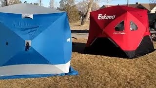 Ice Fishing Shelter Comparison  Clam Bigfoot vs Eskimo Fatfish [upl. by Cristin]