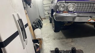 hilowcustomhydraulics4087 billet carrier bearing and driveshaft with slip yoke install 63 Impala [upl. by Nathan132]