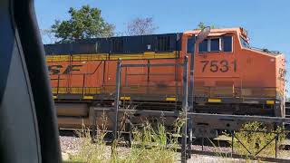 BNSF 7531 amp 4145 Flat Train [upl. by Amsirhc]