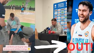 Luka Doncic NEEDS TWO People to bandage him before Slovenian NT practice Mike Tobey OUT [upl. by Itsyrc]