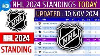 NHL Standings 10 November 2024 [upl. by Imehon714]