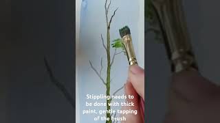 How to stipple to create effective foliage on trees watercolortutorial see full video linked [upl. by Mordecai]