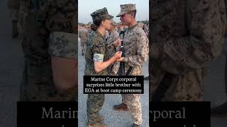 Corporal surprises little brother with EGA at boot camp ceremony marinecorps usmilitary semperfi [upl. by Jaime857]