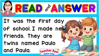 SHORT STORY WITH QUESTIONS  First Day of School  ENGLISH READING COMPREHENSION  Teacher Aya [upl. by Garrek366]