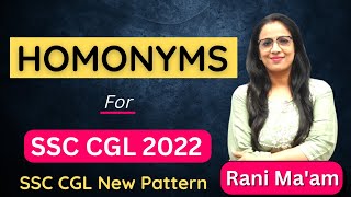 Homonyms in English Grammar  SSC CGL 2022  Examples Words  English With Rani Maam [upl. by Rise]