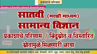 7th Science  Chapter17  Topic04  बिंदूस्रोत व विस्तारितस्रोतामुळे मिळणारी छाया  Marathi Medium [upl. by Ilegna51]