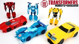 Transformers Robots in Disguise Blurr Bumblebee Sideswipe Legion Class and One Step Changers [upl. by Nicko]