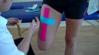 How to apply Kinesiology Taping for a strain of the Rectus Femoris  Quadricep muscle strain [upl. by Oneg175]