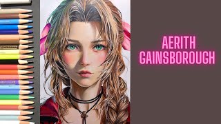 色鉛筆で絵描きエアリス・ゲインズブールAerith Gainsboroughff7リバース 観るゲーム nocommentary [upl. by Arodnap978]