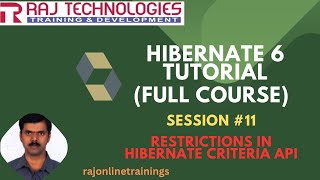 Hibernate 6 Tutorial Full Course  Session  11 Restrictions with Criteria API  rajonlinetrainings [upl. by Bradlee]