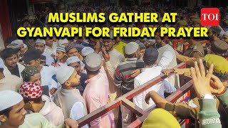 Gyanvapi Row Muslims offer Friday prayers at Gyanvapi Mosque while Puja continues in basement [upl. by Dearden]