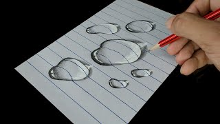 How to Draw Water Drop  Trick Art on line paper [upl. by Hallie]