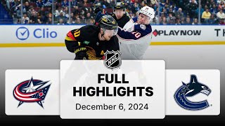 NHL Highlights  Blue Jackets and Canucks  December 6 2024 [upl. by Riatsila]