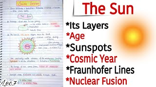 The Sun  Solar System  World Geography  handwritten notes  Lec7  An Aspirant [upl. by Ehctav]