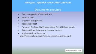 Telangana  Apply for Senior Citizen Certificate [upl. by Damiano]