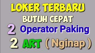 Loker Terbaru 2 Orang Paking 2 Orang Art  Butuh Cepat  ll Lowongan Kerja Hari Ini [upl. by Reagen]