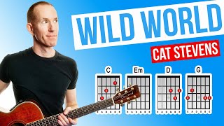 Wild World ★ Cat Stevens ★ Acoustic Guitar Lesson with PDF [upl. by Chris592]