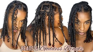 How to Goddess Knotless Braids amp Beads Tutorial  Only Using 1 Pack of Hair Very detailed [upl. by Herminia]