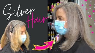 Silver Highlights  Adding Silver to Blonde hair  Blending Natural Gray Roots [upl. by Arayk574]