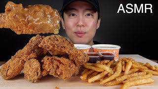 ASMR POPEYES SPICY FRIED CHICKEN WITH GRAVY FRIES AND COLESLAW MUKBANG No Talking  KevSMR ASMR [upl. by Aihsyn151]