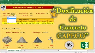 DOSIFICACIÓN DE CONCRETO FUENTE CAPECO  EXCEL  HebMERMA [upl. by Irish749]