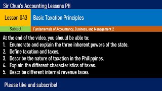 FABM2 Lesson 043  Basic Taxation Principles Tagalog [upl. by Candie]