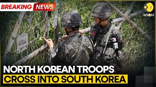 North Korean troops enter South Korea retreats after Seoul fires warning shots  WION Breaking [upl. by Celik626]