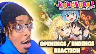 IM ALREADY LAUGHING LMAO  KONOSUBA Openings and Endings Reaction [upl. by Kasper300]