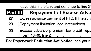 How to figure the Repayment Limitations Part 3 of 8962 PTC Obama Care if single [upl. by Auqinu]