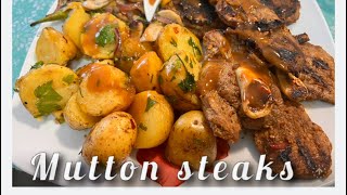 Supper Tender Mutton grilled steaks  How to make Mutton steaks with vegetables 🥗 [upl. by Allison674]