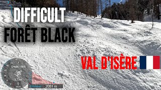 4K Skiing Val dIsère Difficult Forêt Black from Col and Pyramides to Le Fornet GoPro HERO11 [upl. by Einafpets]