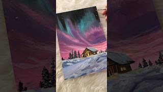 Northern lights ✨ snow winter floralpainting artideas landscapeart aurora northernlights [upl. by Hgielyk]