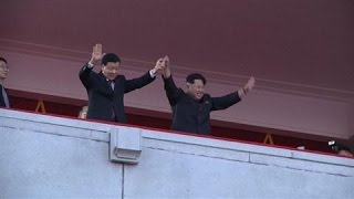 North Korea Orchestrates Huge Military Parade [upl. by Ynohtnaleahcim]