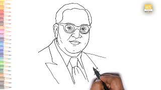 Dr B R Ambedkar drawing easy  How to draw Dr B R Ambedkar outline sketch drawing step by step [upl. by Leeanne]