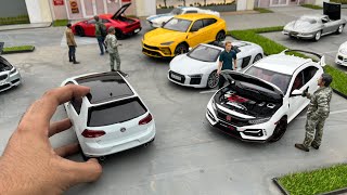 Mini Luxury Performance Cars Meet at Miniature Parking Lot  Diecast Model Cars [upl. by Levins586]