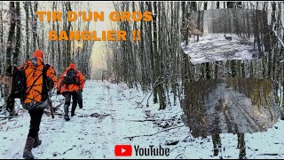 CHASSE DU GRAND GIBIERS DANS LA NEIGE  TIR DUN GROS SANGLIER [upl. by Kalina]