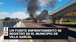 Se registran balaceras y bloqueos en Villa García Zacatecas [upl. by Kcirdnek99]