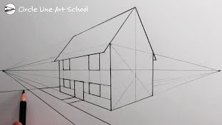 How to Draw a House using Two Point Perspective for Beginners [upl. by Aiehtela]