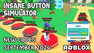 Roblox Insane Button Simulator New Codes September 2024 [upl. by Auqinaj]