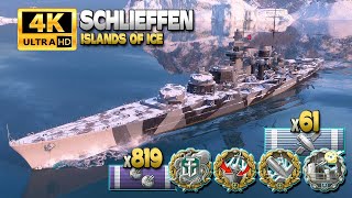 Battleship Schlieffen MVP on map Islands of Ice  World of Warships [upl. by Pepper]